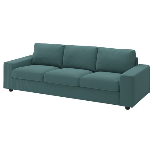 VIMLE 3er-Sofa, mit breiten Armlehnen/Kelinge grautürkis