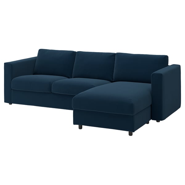 VIMLE 3er-Sofa, mit Récamiere/Kelinge dunkelblau
