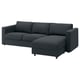 VIMLE 3er-Sofa, mit Récamiere/Knäbäck anthrazit