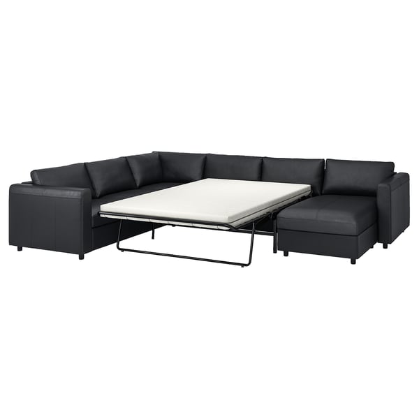 VIMLE schwarzes L-förmiges Schlafsofa-Kombi mit dicker Matratze, stilvolles, modernes Design.