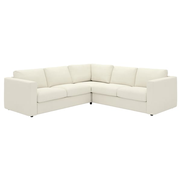 VIMLE cremefarbenes Ecksofa, modernes minimalistisches Design, weicher, abnehmbarer Stoffbezug.