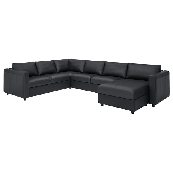 Dunkelgraues VIMLE Sektionssofa mit Chaiselongue.
