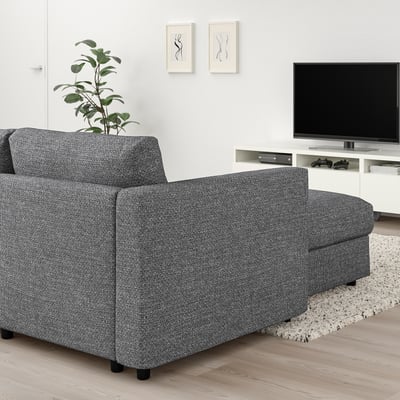 Modernes graues VIMLE Sektionssofa mit Chaiselongue, abnehmbare Bezüge.