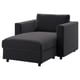 VIMLE Chaiselongue: dunkelgrau, stoffbezogen mit Metallgestell, abgewinkeltes Sitzdesign.