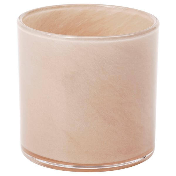 VINDSTILLA pfirsichfarbener, zylindrischer Teelichthalter aus Glas mit dezentem, elegantem Design.