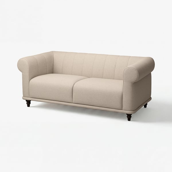 VISKAFORS beige Sofa, klassisches Design, weiche abgerundete Form, Holzbeine, einladendes Gefühl.