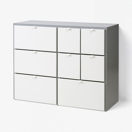 VISTHUS Kommode mit 8 Schubladen, grau/weiß, 122x96 cm