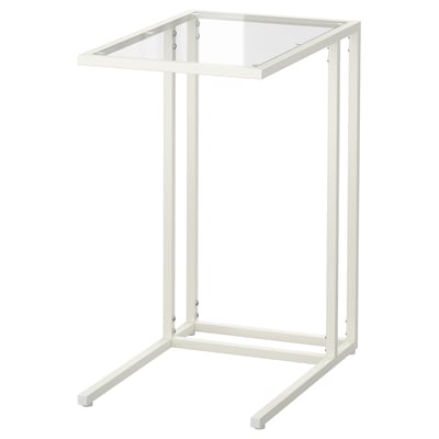 Ikea VITTSJÖ Laptopständer aus Metall und Glas, weiß, modernes minimalistisches Design.