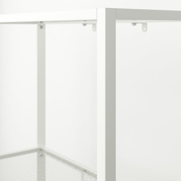 Clean, modern metal shelving unit with wire mesh detail, showcasing premium quality and minimalist design.