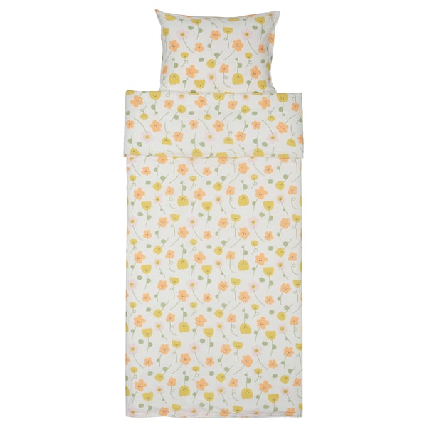 BARNDRÖM Duvet cover and pillowcase, multicolour/flower pattern, 150x200/50x60 cm