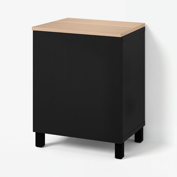 BESTÅ Shelf unit with door, black-brown Lappviken/Stubbarp/oak veneer, 60x42x76 cm