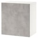 A white BESTÅ storage unit with a grey concrete-effect door, rectangular in shape. It a modern design and a smooth surface.