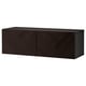 A dark brown BESTÅ sideboard with a chevron pattern and two doors.