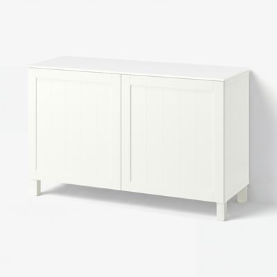 BESTÅ Storage combination with doors, white/Pipmakare white, 120x42x75 cm