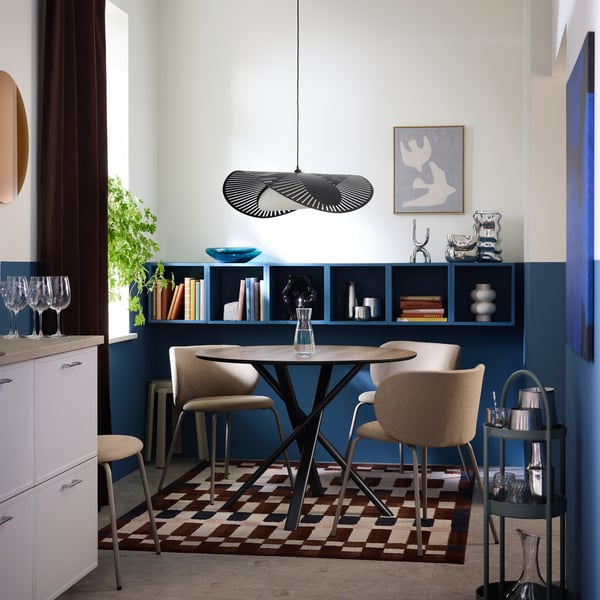 DOCKSTA / KRYLBO Table and 4 chairs, white white/Tonerud dark beige, 103 cm