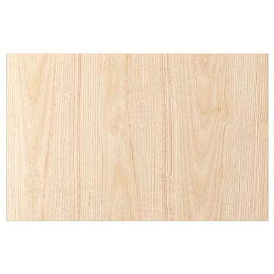 A light-colored rectangular wooden door. Its designed with a smooth, natural wooden texture.