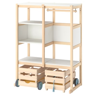 FLISAT Open storage combination, light white stained pine/white, 88x38x117 cm