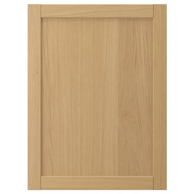 Forsbaka light oak veneer cabinet door with bevelled edges in classic frame design.