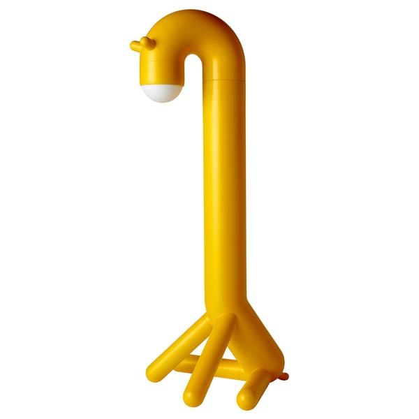 Yellow giraffe lamp, bright & playful, abs & pe plastic, standing design.