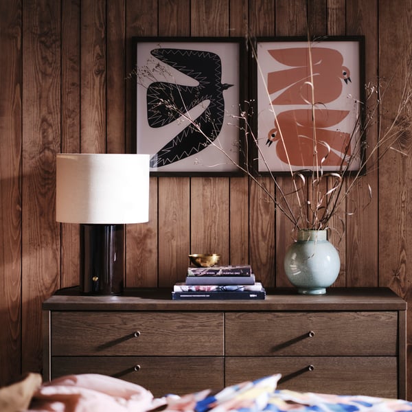 HALGATT Table lamp, dimmable beige/brown ceramic, 49 cm