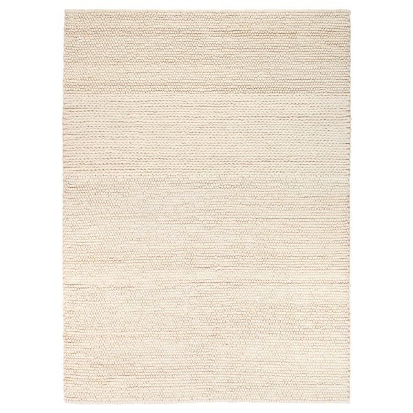 IBSKER rug, white, cotton & wool, rectangular, simple texture design.