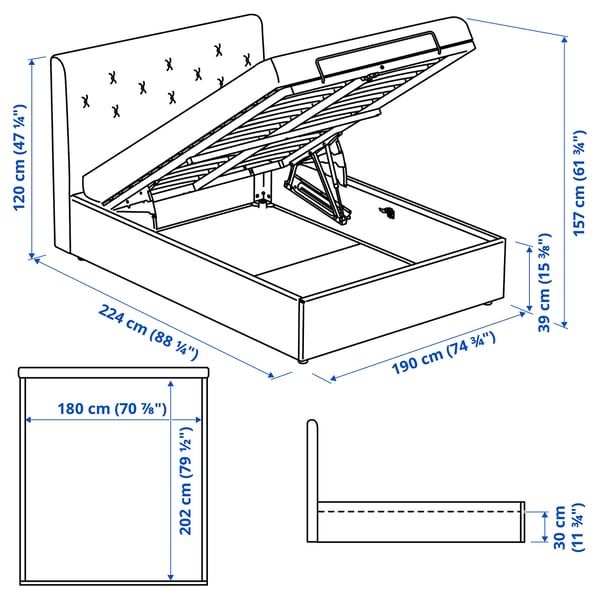 Illustration with measurements for the product: IDANÄS.