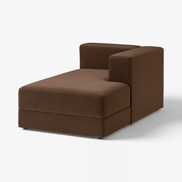 Brown modular chaise lounge sofa. Modern design, easy to clean cover, wide and comfortable.