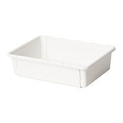 A white KACKLA plastic storage box. Its rectangular with smooth edges and a simple, functional design.