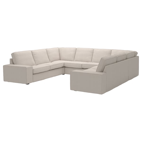 KIVIK sectional sofa, beige, soft fabric, spacious l-shape design.