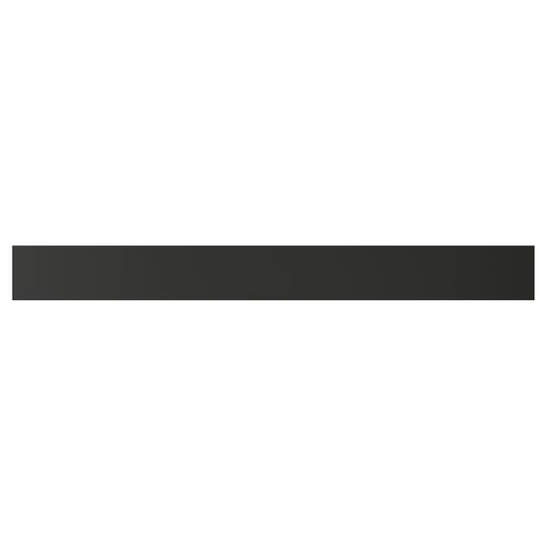 Black KNIVSHULT drawer front, sleek handle-free design, rectangular, made of plastic and particleboard.