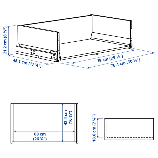 KNIVSHULT Drawer, high, dark grey, 80x45 cm