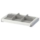 KOMPLEMENT white pull-out tray, grey felt liners, 3 compartments, sleek modern design.