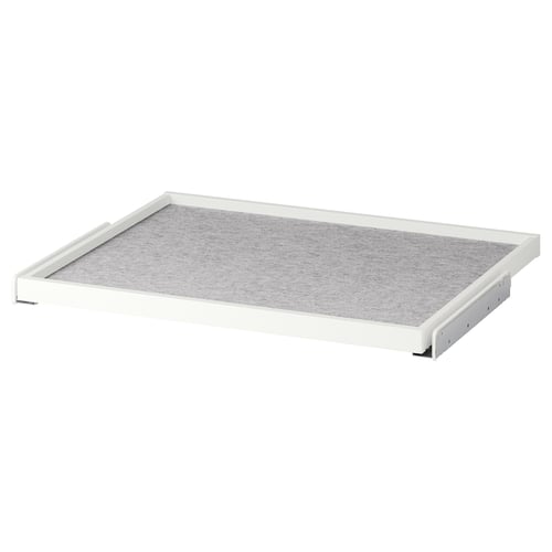 White pull-out tray with grey drawer mat, rectangular shape, minimalist design.