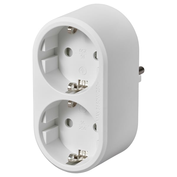 KOPPLA 2-way adaptor plug, white