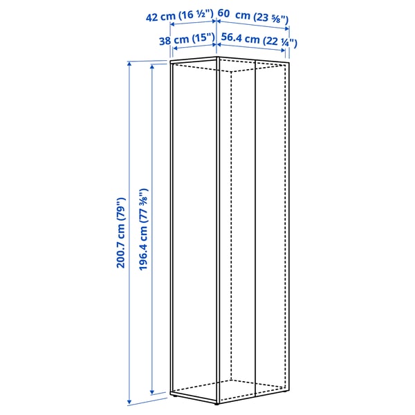 LASTARE Frame with doors, white, 60x42x200 cm