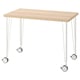 Modern light wood desk with casters