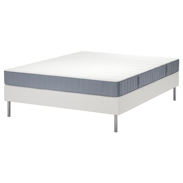 LYNGÖR Divan bed, Vesteröy medium firm/light blue white, 140x200 cm