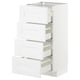 A white METOD kitchen cabinet with four drawers, each partially open, featuring a clean, modern design.