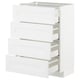A white METOD kitchen cabinet with multiple drawers. The clean, minimalist design offers ample storage with smooth-running, self-closing drawers.