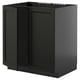 A black METOD kitchen cabinet with a traditional design, featuring a sturdy frame and bevelled edges.