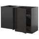 A dark grey IKEA METOD kitchen cabinet with pull-out shelves. It a sleek, modern design with a sturdy frame and metallic hardware.
