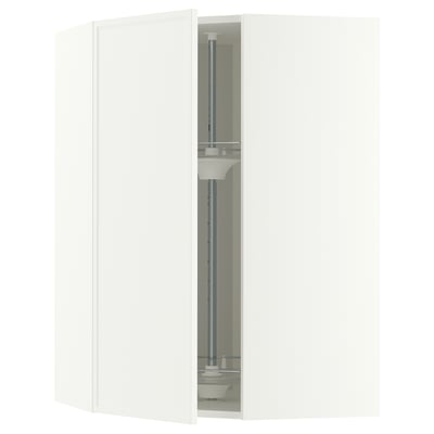 METOD Corner wall cabinet with carousel, white/Aspudden matt white, 68x100 cm