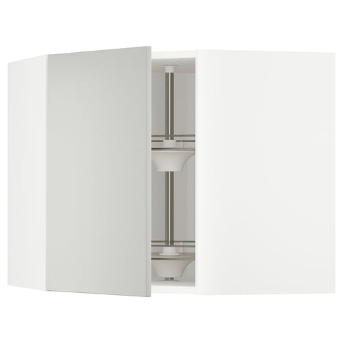 METOD kitchen unit, light grey, modern, clean design, corner cabinet with carousel.