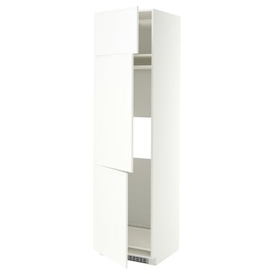 METOD High cab f fridge/freezer w 3 doors, white/Aspudden matt white, 60x60x220 cm