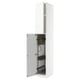 An open white METOD kitchen cabinet with a grain structure. It pull-out organizers and is made of particleboard and fiberboard.