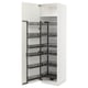 White METOD kitchen cabinet with 5 pull-out shelves open. Modern, minimalist design, smooth finish.