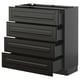 Black METOD kitchen unit with four bevelled drawers.