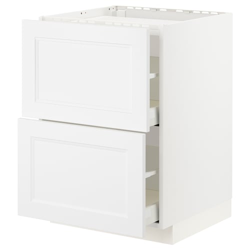 White METOD kitchen cabinet with drawers & shelves.