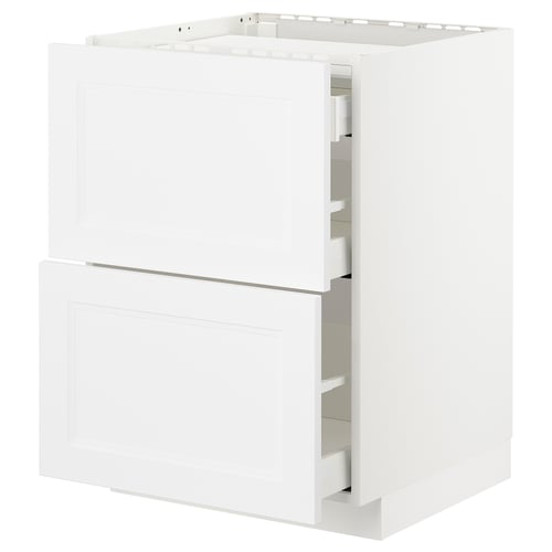 METOD white kitchen cabinet with drawers. Modern, clean-lined & functional design.