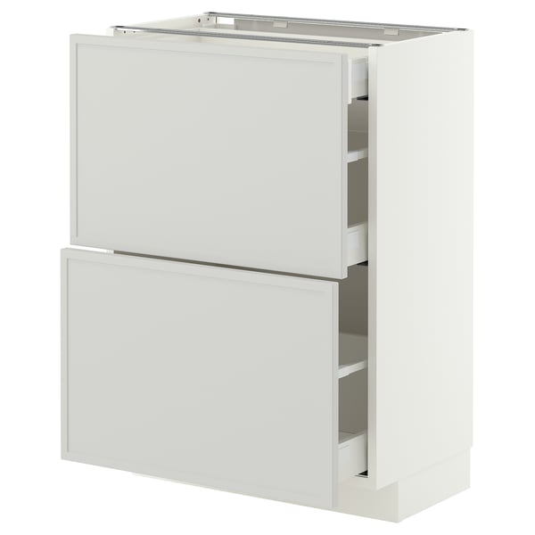 METOD / MAXIMERA Base cab with 2 fronts/3 drawers, white/Aspudden light grey, 60x37 cm